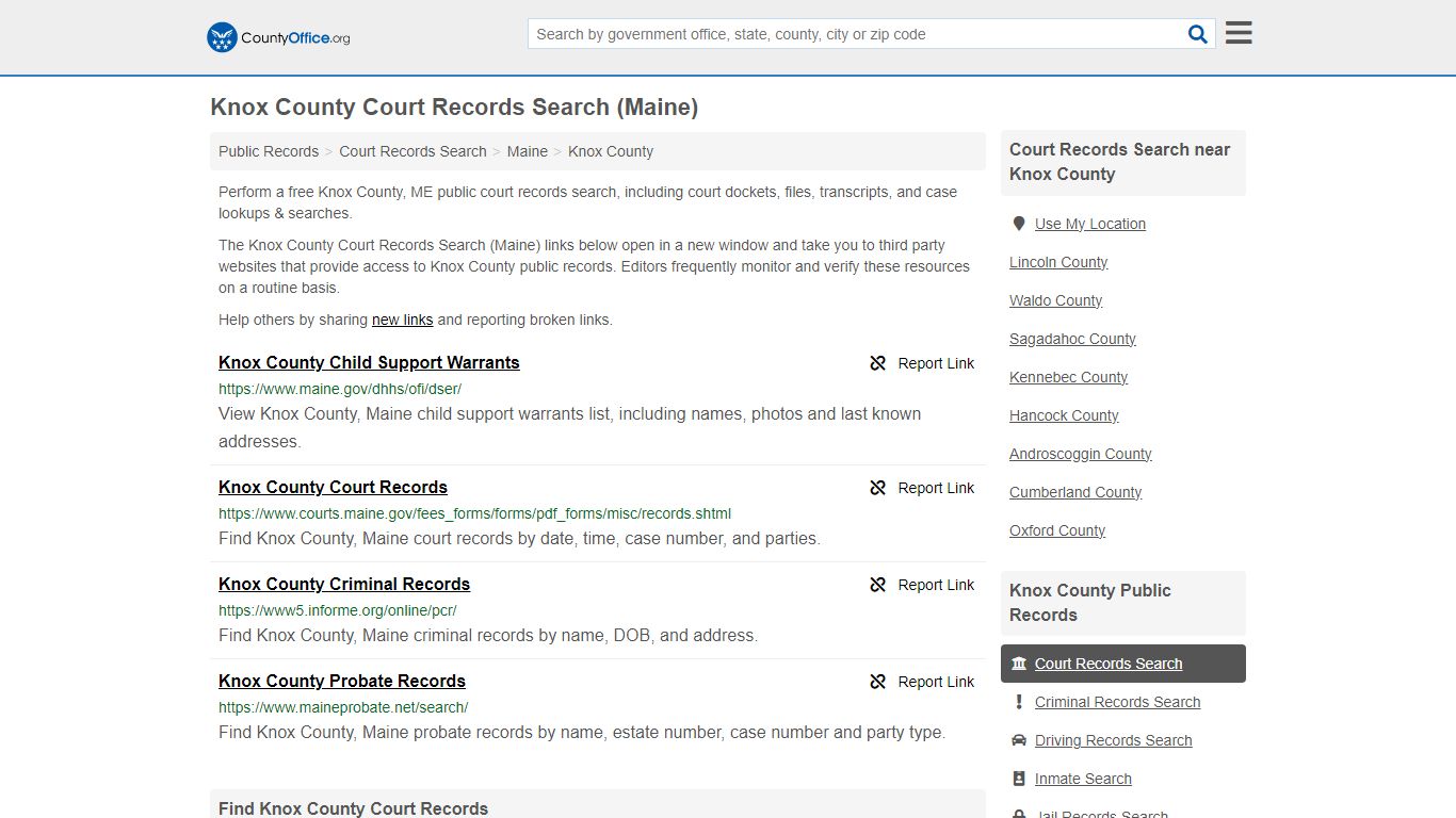 Knox County Court Records Search (Maine) - County Office