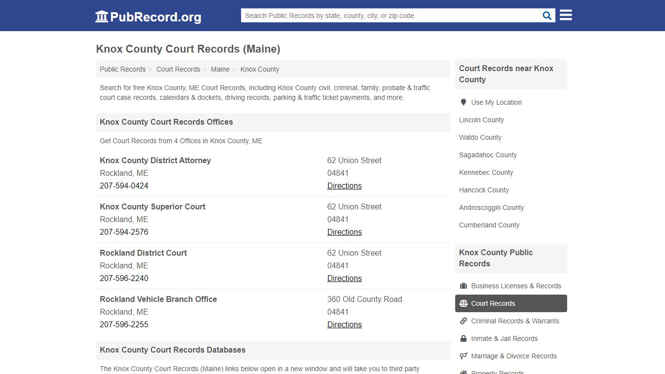 Free Knox County Court Records (Maine Court Records) - PubRecord.org