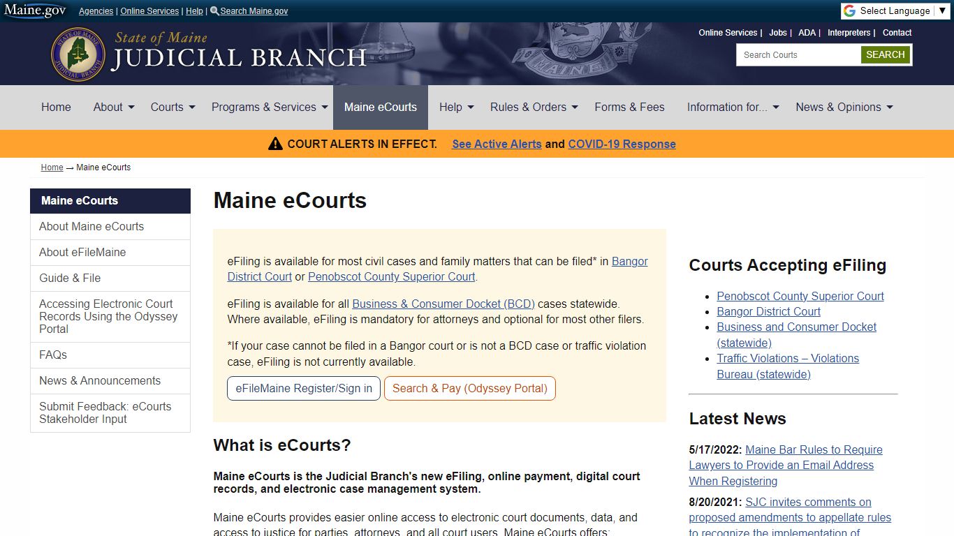 Maine eCourts: State of Maine Judicial Branch